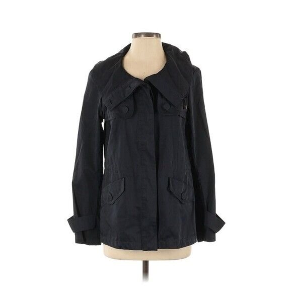 Talbots Black Hooded Jacket Womens Size S Polyester & Cotton Blend - Picture 1 of 11